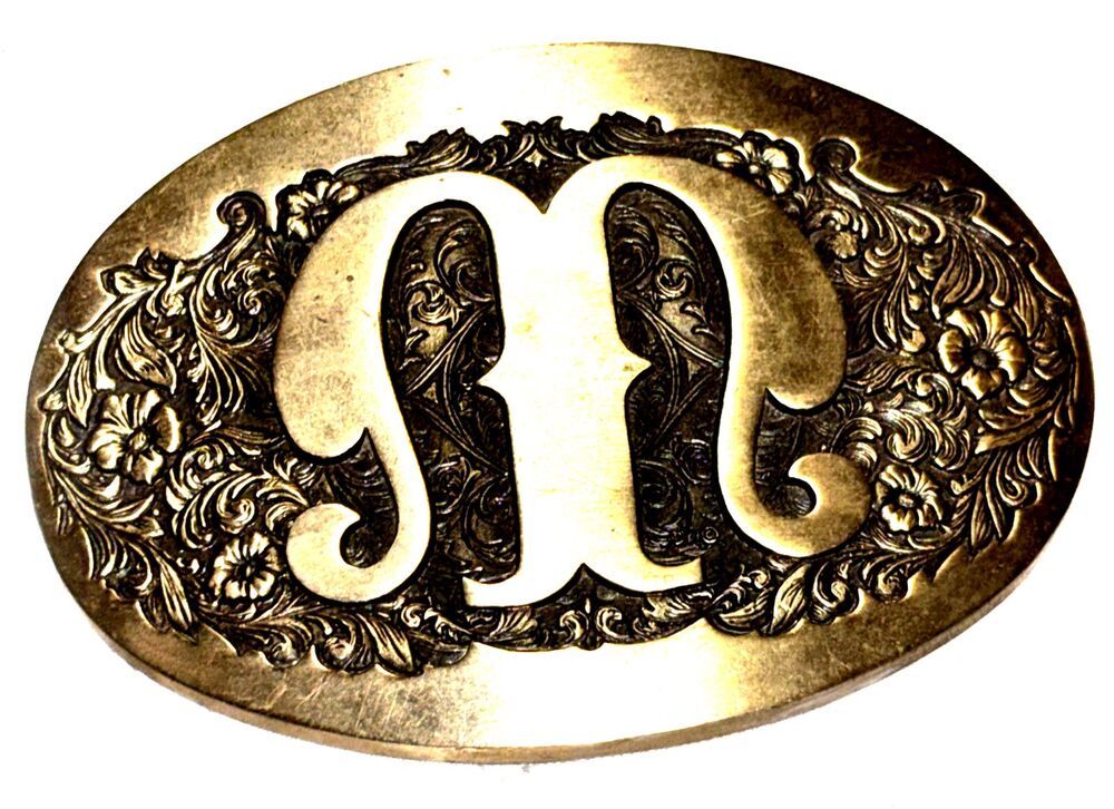 Award Design Medals Solid Brass Western Belt Buckle “M”